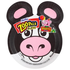 Hefty Zoo Pals Party Edition Paper Plates for Kids, Assorted Animal Designs, 7.75 Inches with Two Dipping Compartments, Multi-Color, 20 Count