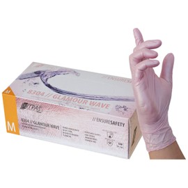 Nitras Glamour Wave Disposable Medical Disposable Gloves for Women 50 Pairs m Pink