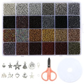 Naler 24000 Cuentas de Colores 2mm Mini Cuentas y Abalorios Cristal para DIY Pulseras Collares Bisutería (24 Colores, Color Metálico)
