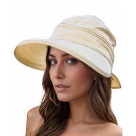 AlturaGo 2-in-1 Women’s Sun Visor Hat Wide Brim Sun Hat Zipper Off Ponytail Friendly, Lightweight Quick Dry, Summer UV Protection (US, Alpha, One Size, Beige)