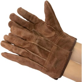 Uniworld Oil Cow Split Leather Gloves KS445 Brown Back Seam