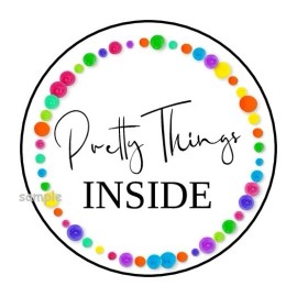 PartyMommy 30 PRETTY THINGS INSIDE ENVELOPE SEALS LABELS STICKERS 1.5" ROUND COLORFUL