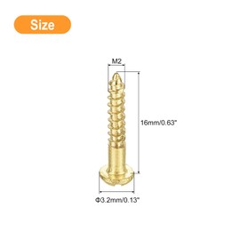 uxcell Wood Screws M2 x 16mm Slotted Round Head Brass Self-Tapping Screw 20 Pcs