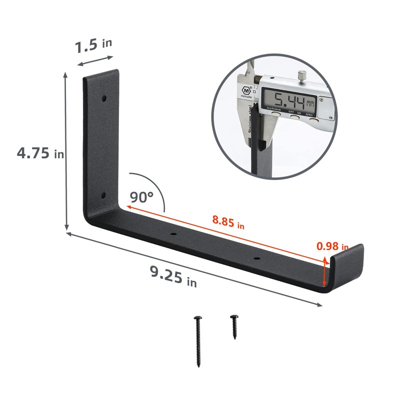 6-Pack Heavy Duty J-Shaped Shelf Brackets with Lip, 9-Inch Industrial