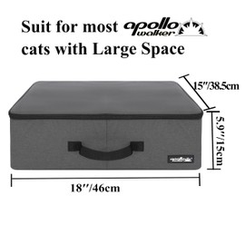 apollo walker Portable Cat Travel Litter Box with Zipped Waterproof Bag,Collapsible Litter Carrier for Cat with Zipped Lid and Handle, No Leakage, No Smell, Easy to Carry and Use in Hotels, Car Gray