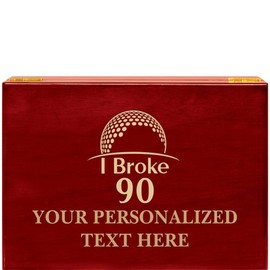 Crown Awards Golf I Broke 90 Rosewood Humidor Gift, Customize with Your Own Text Engraving Prime