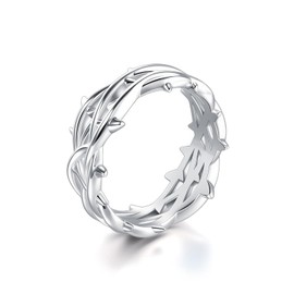 Lattd Crown of Thorns Ring 925 Sterling Silver Jesus Thorn Ring Size 8-13 for Men Women Silver (11)