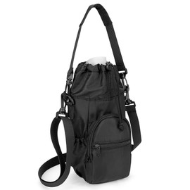 Linkidea Sports Water Bottle Carrier with Strap Compatible with Camelbak Chute Mag 50oz, Insulated Waterbottle Sling Bag Holder, Shoulder Strap with Phone Pocket (Black)