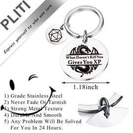 PLITI Gamer Keychain Dungeons Fans Gifts D20 Dice Rolling Nerdy Gift (Gives You XP CA)