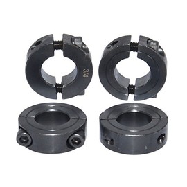 KZNANZN Double Split Shaft Collars 1/4 Inch Bore OD 11/16" Black Oxide Set Screw Style 4 Pcs