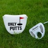 Golf Putter Club Head Cover Mallet Magnetic White PU Leather