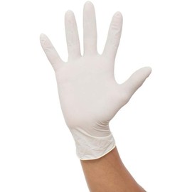Guante de Latex Ambiderm Confort, caja con 100 guantes desechables, no estéril (Chico - Blanco)
