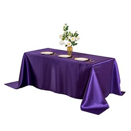 Horbaunal - Mantel de satén morado de 60 x 102 pulgadas, rectangular, mantel de seda brillante, decoración de mesa suave para bodas, fiestas, banquetes