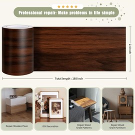 Besezx Wood Grain Repair Tape, 2.4" X15', Self Adhesive Wood Grain Repair Patch for Tables, Chairs, DIY,Baseboards, Doors, Windows, Floors and Furniture Renovation.（Brown）