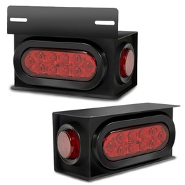 AveneMark 2PCS LED Trailer Light Kit, Steel Box Housing Kit, 6” Oval Red Tail Light and 2” Round Red Side Marker Light with Grommet Plugs Wire Connectors, Stop Brake Turn Trailer Lights