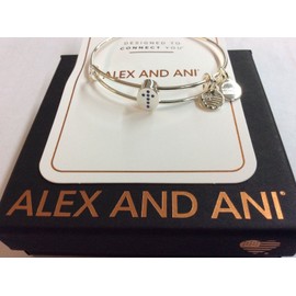 Alex and Ani Pave Cross Symbol Bead Bangle Bracelet Shiny Silver NWTBC