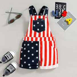 Noubeau - Overol unisex para bebé y niña, con diseño de bandera americana, con tirantes y bolsillos, con bolsillo, Azul, 18-24 Meses