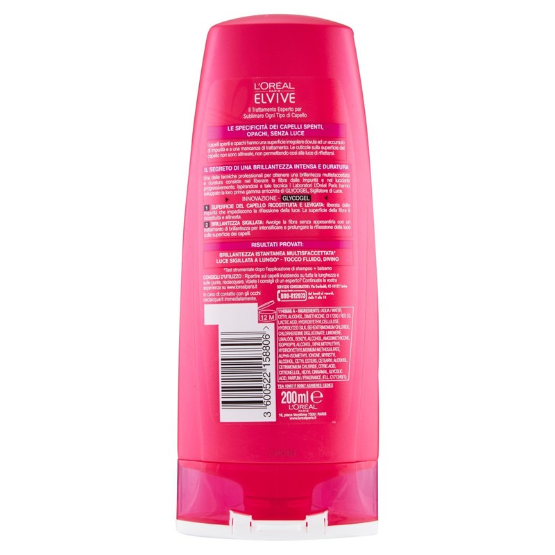 L'OREAL Balsamo Crystal Gloss Lunghi/Spenti 200 Ml Balsamo Per Capelli