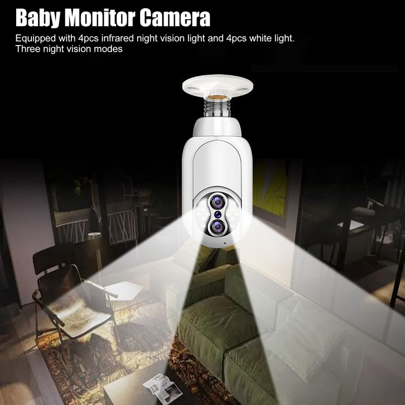 Home Security Camera 1080P Dual Lens 15X Magnification E27 Colorful