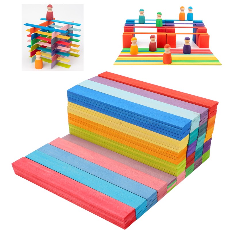 120pcs Wooden Building Blocks Colorful Bridge Building Stacking Toy Toddler