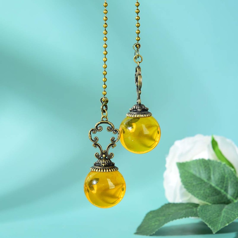 Set of 2 Vintage-Style Amber Fan Pull Ceiling Fan Chain