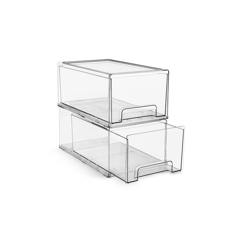 Sorbus Fridge Drawers - Clear Stackable Pull Out Organizer Bins
