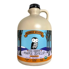 Barred Woods Maple - Half Gallon Jug Organic Pure Vermont Maple Syrup 64 oz - Grade A Amber Rich