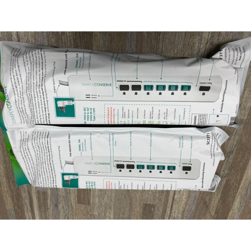 Simply Conserve LOT OF 2 Simply Conserve Energy Saving 7-Outlet