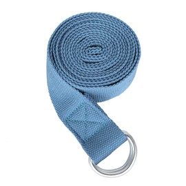 Muka Yoga Strap Adjustable Cotton Stretch Band with Metal D-Ring Buckle, Blue 8FT Yoga Belt for Workout