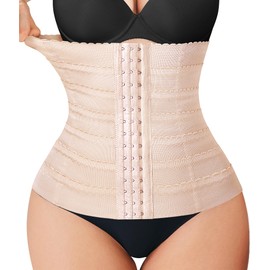 Nebility Womens' Waist Trainer Tummy Control Waist Cincher Slim Body Shaper (Beige, M)