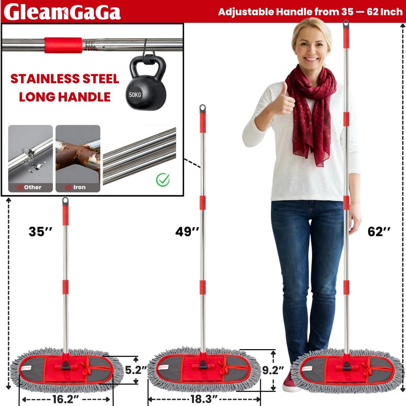Dust Mop for Floor Cleaning for Hardwood, Laminate, Tile &