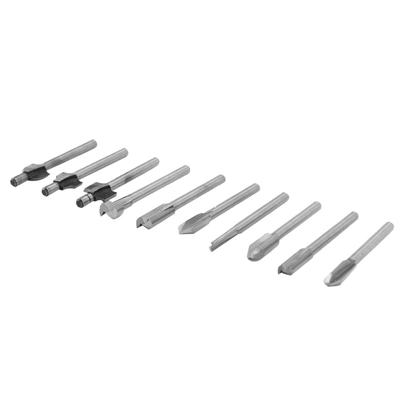 10pcs/Set 1/8in Shank High Speed Steel Milling Cutter Router Bits