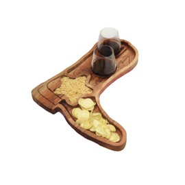 India Handicrafts Cowboy Boot Star, Brown 16 x 13.5 Inches Acacia Wood Chip-N-Dip Serving Tray
