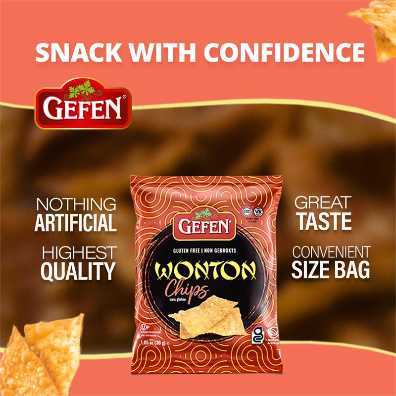 Gefen Gluten Free Wonton Chips, 1oz (6 Pack) Crispy Wonton