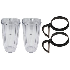 Blendin 2 Pack 32 Ounce Huge Cup Jar with Handled Lip Ring, Compatible with Nutribullet 600W, 900W, NB-101B, 900 Pro Series Blenders