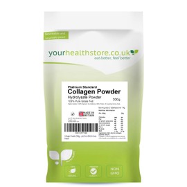 Collagen Powder 300g, 100% Pure Unflavoured, Grass Fed, Platinum Standard, Bovine, Made in Britain from British Cows.