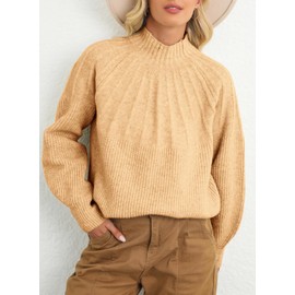 Dokotoo Sweaters for Women Trendy Turtleneck Sweater Winter Clothes 2024 Long Sleeve Ribbed Knits Casual Loose Chunky Solid Color Pullover Oversized Sweaters Cozy Jumpers Outwear Beige Large