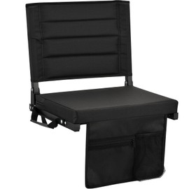 ZOTORUN Bleacher Chairs Stadium Seats Cushion with Back Support, Portable Folding Chair (1, Black)
