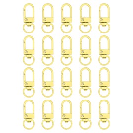 sourcing map Lobster Claw Clasps, 20Pcs 33mm - Metal Swivel Clasps Snap Hook, Lanyard Clips for Bag Keychains Purses Charm Jewelry Making Connector DIY Craft Accessories (Yellow)