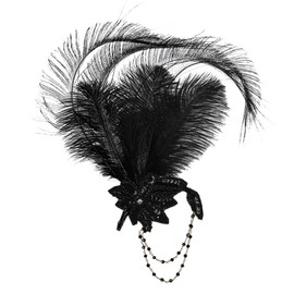 Lovfingu Fascinator Peacock Feather Hair Clips Flapper Headband Art Deco 20's Accessories for Women 10Green
