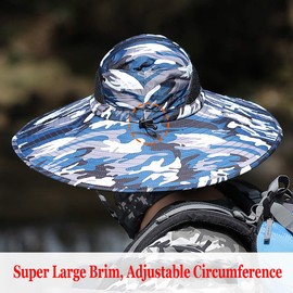 HUAMULAN Men 6" Wide Brim Sun Hat Summer Outdoor Unisex Women Bucket Safari Fishing Hats for Hiking Beach Garden Kayaking