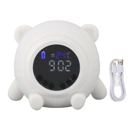 White Noise Alarm Clock Digital Rechargeable Bluetooth Alarm Clock 17 Levels Volume Silicone Alarm Clock for Adults Kids Baby