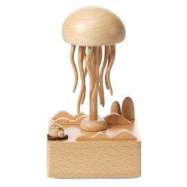Goodswsw Rechargeable Wooden Jellyfish Music Box, Perfect Home Decorations, Holiday Gifts, Birthday Gifts