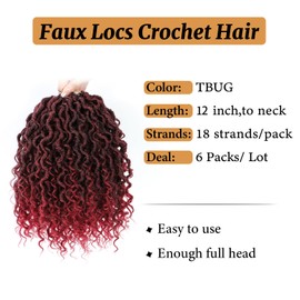 Forevery Goddess Locs Crochet Hair 12 Inch Goddess Faux Locs Crochet Hair for Black Women Pre Looped Long-Lasting & Low-Maintenance 6 Packs Bugurdy Boho Crochet Locs with Curly Ends for Full Head