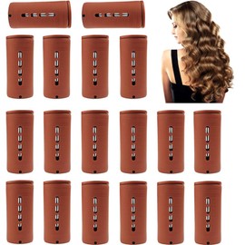 18PCS Brown Large Perm Rods For Long Hair, Plastic Cold Wave Rods For Hair Rods,Jumbo Size Curling Perm Rods for Women Home Hairdressing