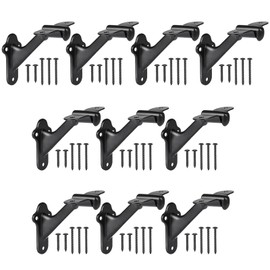 RealPlus Handrail Stair Brackets 10pcs Heavy Duty Hand Rail Bracket with Screws for Stairways Staircase Railing Bracket (Matte Black)