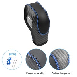 HNLUY Trim for Ford Fusion EcoSport Escape Focus Transit C-Max Energi Wagon Edge Fiesta Accessories Leather Auto Gear Shift Knob Cover Protector Trim Cap Sticker