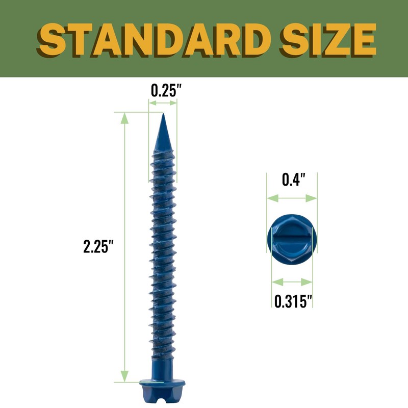LIONMAX Concrete Screw Anchor, 150-PCS 1/4" x 2-1/4" Hex Head