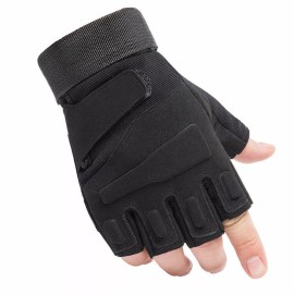 Unbranded Tactical Fingerless Gloves Military Combat Shooting Half Finger Gloves for Mens - Black, L