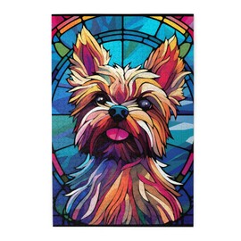 Yorkie Dogs Lovers Stained Colorful Glass 1000 Pieces Art Painting Wooden Puzzle for Kids Adults, Birthday Mother's Father's Day Christmas for Dad Mom Boys Girls Son Daughter